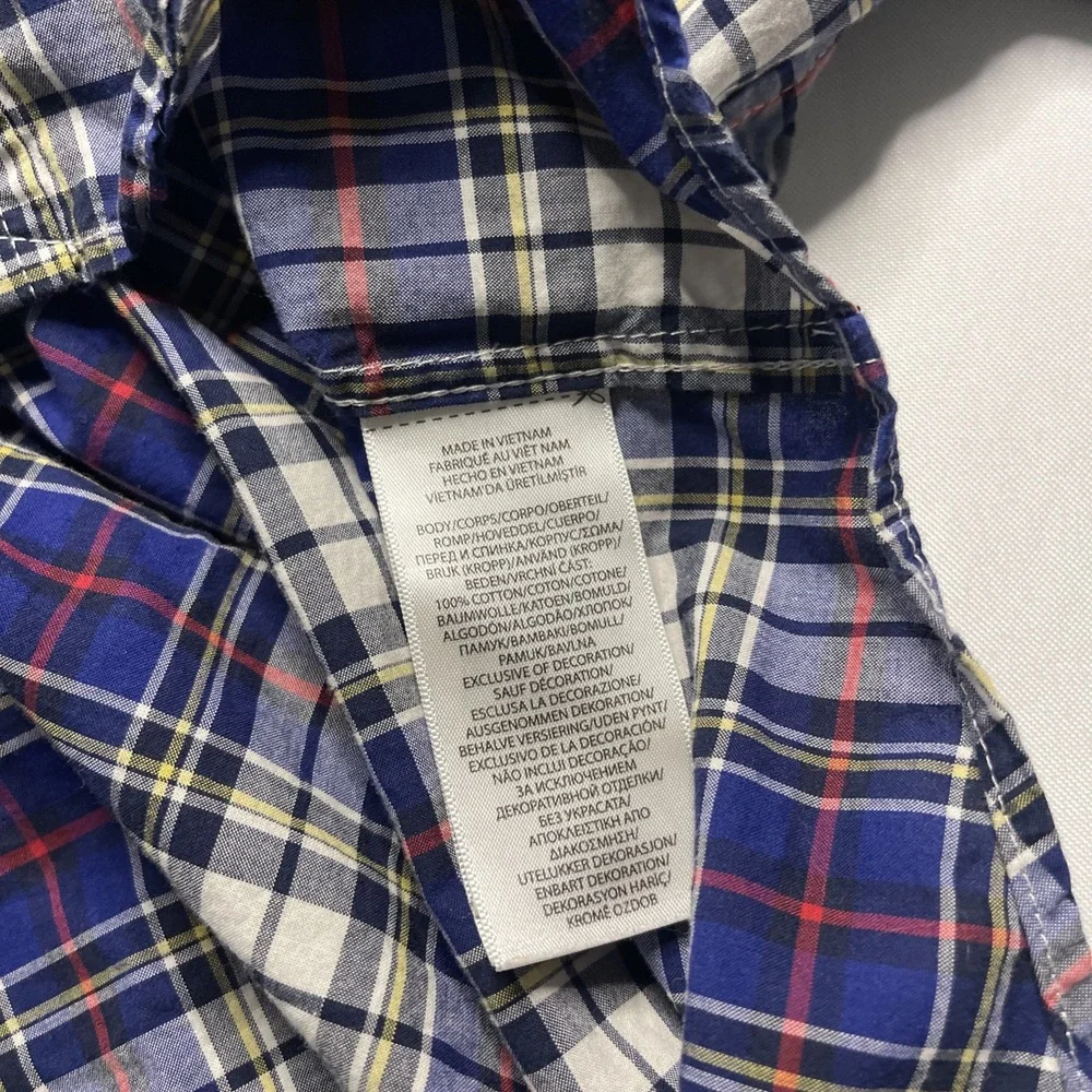 Ralph Lauren Boys M 10-12 Blue‎ Plaid Long Sleeve Button Down Shirt